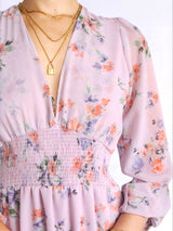 MAXIVESTIDO PRETINA MULTIAGUJA ESTAMPADO LILA