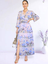MAXIVESTIDO FULL BOBOS CON PRETINA ESTAMPADO LILA (F)