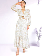 MAXIVESTIDO HEBILLA ESTAMPADO IVORY