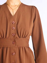 VESTIDO MIDI CAMISERO CON PRETINA TOFFEE