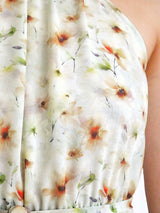 MAXIVESTIDO CUELLO HALTER 3 TIEMPOS ESTAMPADO VERDE