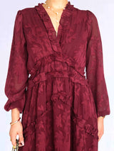 MAXIVESTIDO FULL BOBOS CON PRETINA GUINDA