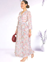 MAXIVESTIDO FULL BOBOS DOBLE PRETINA FLORES ROSAS