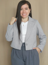 ABRIGO BLAZER CROP PAÑO