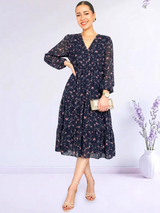 VESTIDO MIDI 3 TIEMPOS ESTAMPADO AZUL (O)