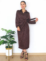 MAXIVESTIDO CRUZADO CON AMARRE CHOCOLATE