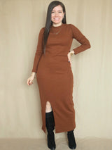 MAXIVESTIDO RIB ABERTURA DELANTERA