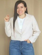 ABRIGO BLAZER CROP PAÑO