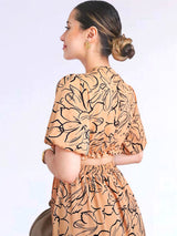MAXIVESTIDO FULL BOBOS DOBLE PRETINA ESTAMPADO DURAZNO