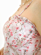 VESTIDO MIDI TIRAS CORSET MULTIAGUJA FLORES ROSAS