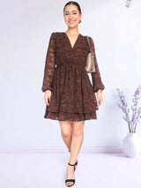 VESTIDO CORTO 2 CAPAS CHOCOLATE
