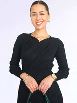 VESTIDO MIDI BUSTO DRAPEADO IMPORTADO