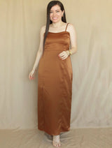 MAXIVESTIDO TIRAS ESPALDA MULTIAGUJA TOFFEE ENTERO