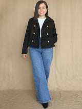 ABRIGO CORTO BOTONES CON POLAR