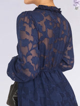 VESTIDO CORTO FULL BOBOS CON PRETINA AZUL