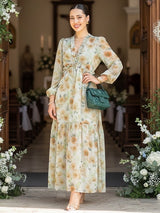 MAXIVESTIDO FULL BOBOS ESTAMPADO VERDE