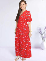 MAXIVESTIDO DOBLE PRETINA ESTAMPADO ROJO