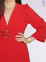 MAXIVESTIDO HEBILLA ROJO ENTERO