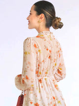 MAXIVESTIDO FULL BOBOS CON PRETINA FLORES NARANJAS