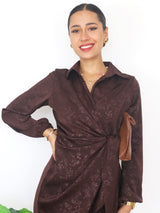 MAXIVESTIDO CRUZADO CON AMARRE CHOCOLATE