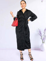 MAXIVESTIDO CRUZADO CON AMARRE NEGRO