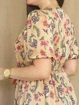 VESTIDO CORTO 2 TIEMPOS ESTAMPADO BEIGE