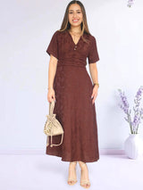 MAXIVESTIDO PRETINA DRAPEADA MARRÓN MOCA