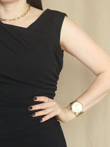 VESTIDO CORTO DRAPEADO NEGRO