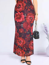 MAXIVESTIDO MESH NUDO BORGOÑA