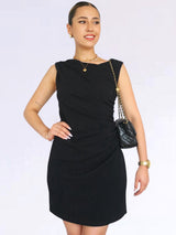 VESTIDO CORTO DRAPEADO NEGRO