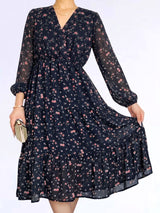 VESTIDO MIDI 3 TIEMPOS ESTAMPADO AZUL (O)