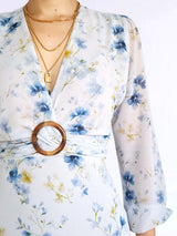 MAXIVESTIDO HEBILLA BOBO CENTRAL FLORES AZULES