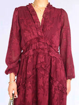 MAXIVESTIDO FULL BOBOS CON PRETINA GUINDA