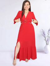 MAXIVESTIDO HEBILLA ROJO ENTERO