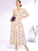 MAXIVESTIDO FULL BOBOS CON PRETINA FLORES BEIGE