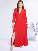 MAXIVESTIDO HEBILLA ROJO ENTERO