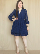 VESTIDO CORTO 2 CAPAS AZUL