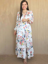 MAXIVESTIDO 3 TIEMPOS ESTAMPADO CREMOSO