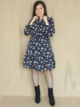 VESTIDO CORTO CAMISERO CUELLO CHINO ESTAMPADO AZUL