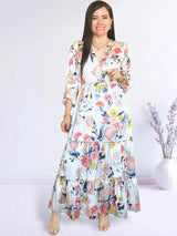 MAXIVESTIDO 3 TIEMPOS ESTAMPADO CREMOSO