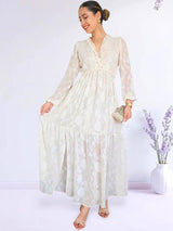 MAXIVESTIDO FULL BOBOS ESTAMPADO CREMOSO