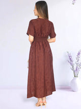 MAXIVESTIDO PRETINA DRAPEADA MARRÓN MOCA