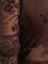 MAXIVESTIDO MESH TRANSPARENCIAS CAFE