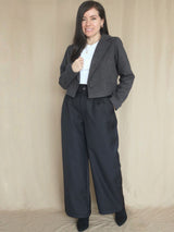 ABRIGO BLAZER CROP PAÑO