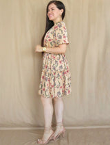 VESTIDO CORTO 2 TIEMPOS ESTAMPADO BEIGE