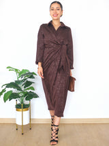 MAXIVESTIDO CRUZADO CON AMARRE CHOCOLATE