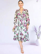VESTIDO MIDI FULL BOBOS CON PRETINA ESTAMPADO HUESO