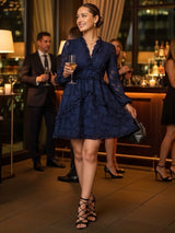 VESTIDO CORTO FULL BOBOS CON PRETINA AZUL
