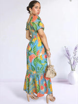 MAXIVESTIDO ESCOTE CORAZÓN ESTAMPADO ACERO