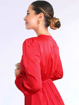 MAXIVESTIDO ENVOLVENTE CON VUELOS ROJO ENTERO (O)